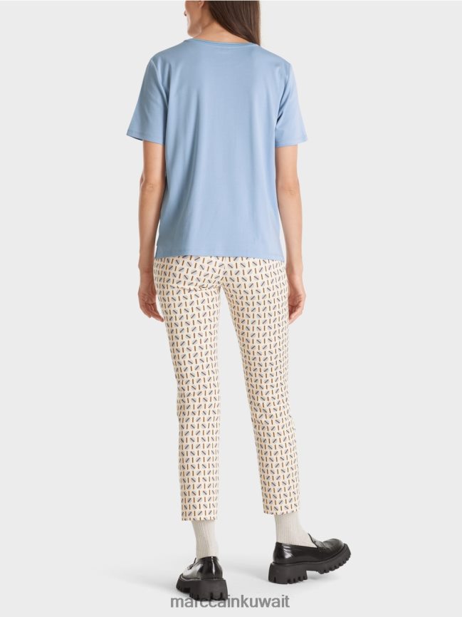 Marc Cain تيشيرت بياقة دائرية واسعة LVN0D61274 ملابس سماء الصيف المظلمة