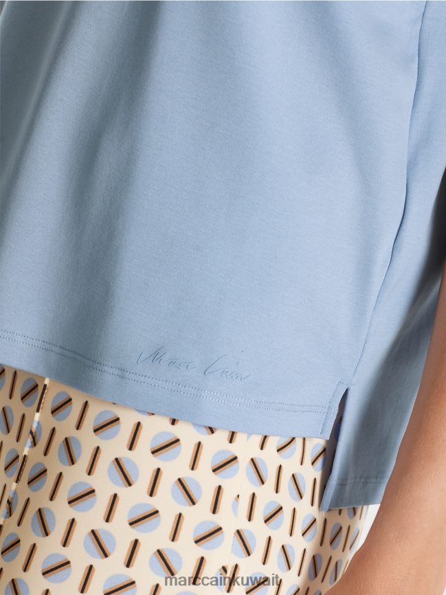 Marc Cain تيشيرت بياقة دائرية واسعة LVN0D61274 ملابس سماء الصيف المظلمة