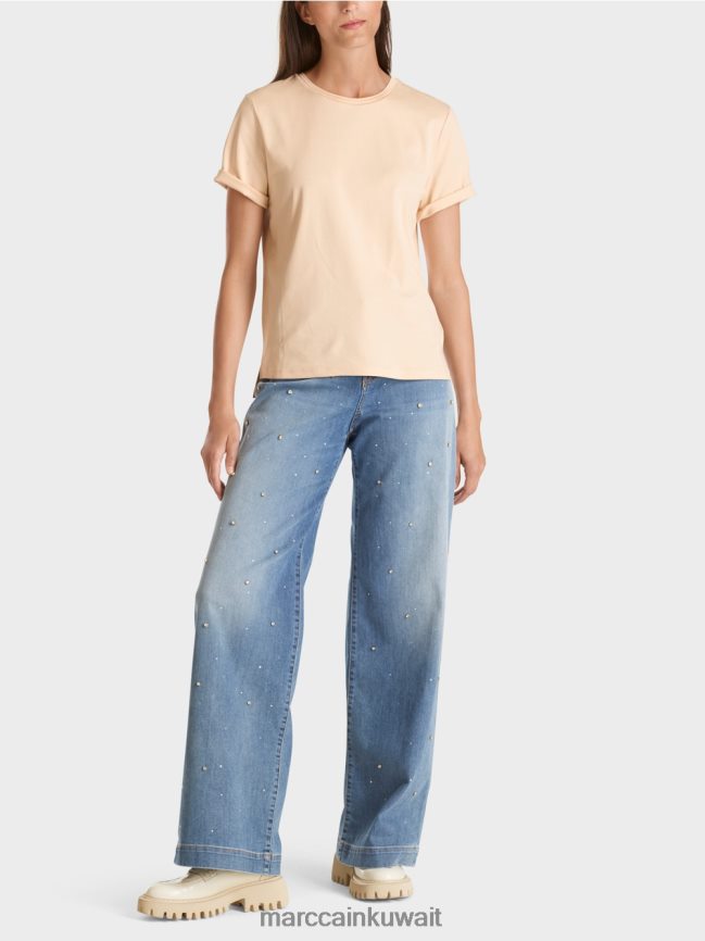 Marc Cain تيشيرت بياقة دائرية واسعة LVN0D61275 ملابس كريم غامق