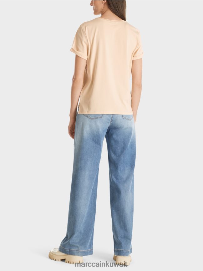 Marc Cain تيشيرت بياقة دائرية واسعة LVN0D61275 ملابس كريم غامق