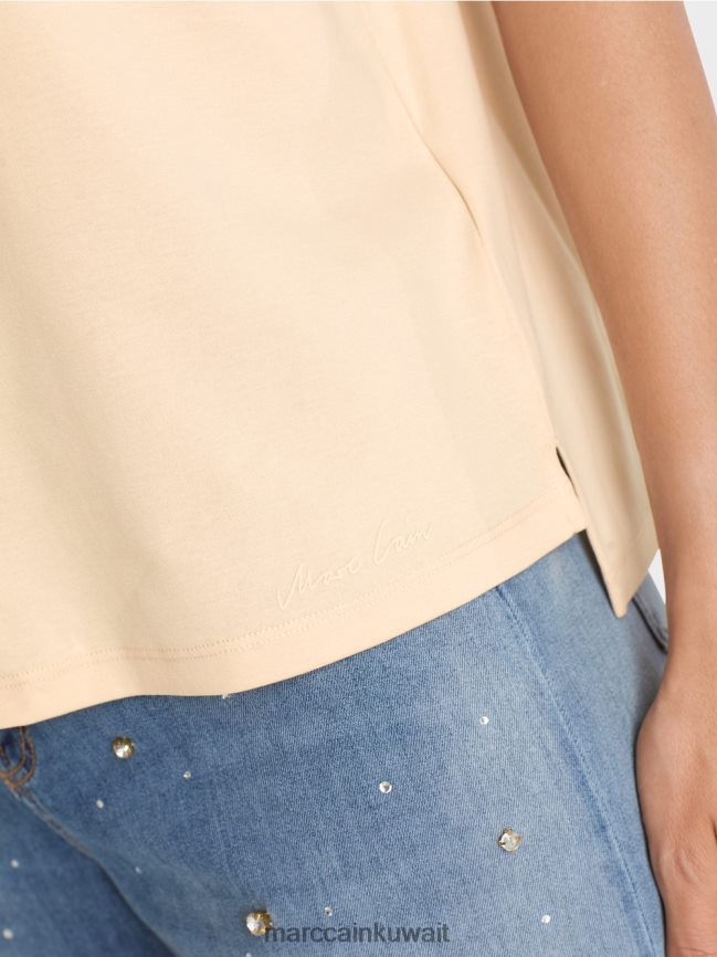 Marc Cain تيشيرت بياقة دائرية واسعة LVN0D61275 ملابس كريم غامق