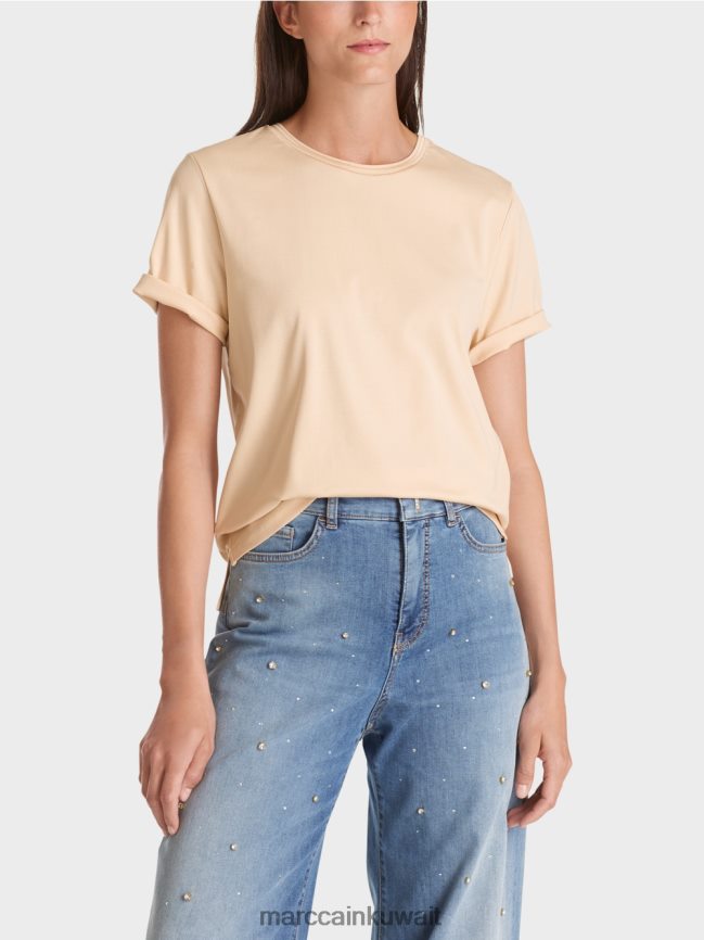 Marc Cain تيشيرت بياقة دائرية واسعة LVN0D61275 ملابس كريم غامق