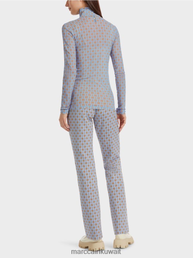 Marc Cain تي شيرت برقبة دائرية يعانق الشكل LVN0D61277 ملابس سماء الصيف المظلمة