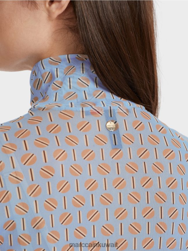 Marc Cain تي شيرت برقبة دائرية يعانق الشكل LVN0D61277 ملابس سماء الصيف المظلمة