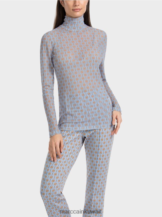 Marc Cain تي شيرت برقبة دائرية يعانق الشكل LVN0D61277 ملابس سماء الصيف المظلمة