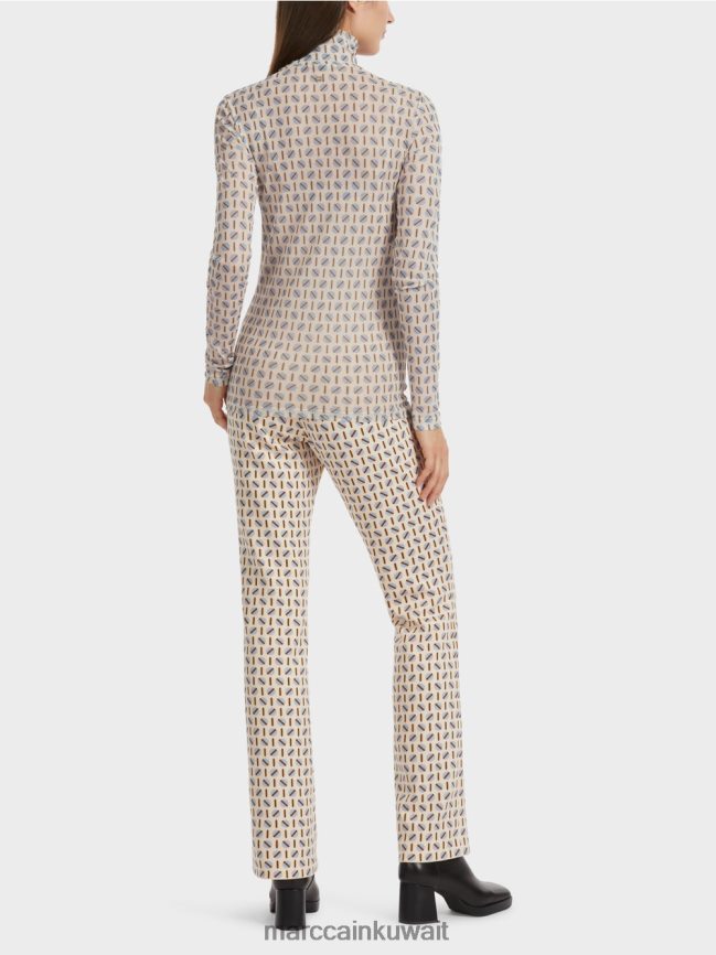 Marc Cain تي شيرت برقبة دائرية يعانق الشكل LVN0D61278 ملابس كريم غامق