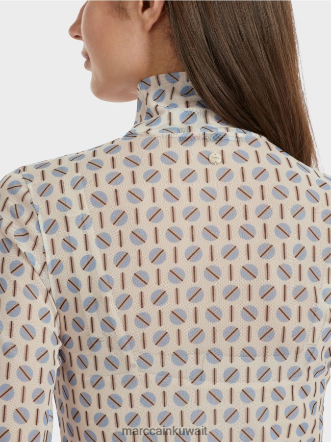 Marc Cain تي شيرت برقبة دائرية يعانق الشكل LVN0D61278 ملابس كريم غامق