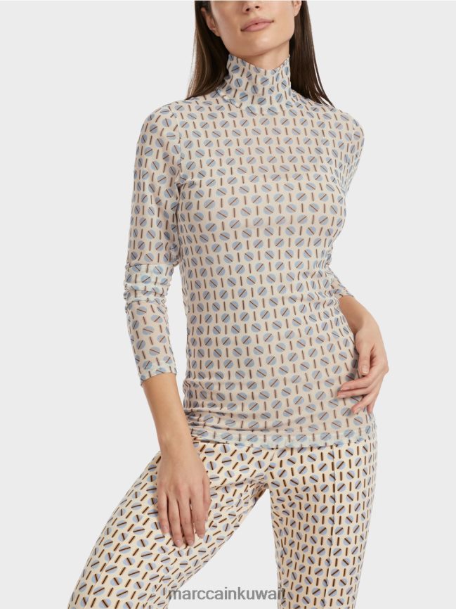 Marc Cain تي شيرت برقبة دائرية يعانق الشكل LVN0D61278 ملابس كريم غامق