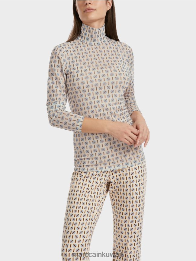 Marc Cain تي شيرت برقبة دائرية يعانق الشكل LVN0D61278 ملابس كريم غامق