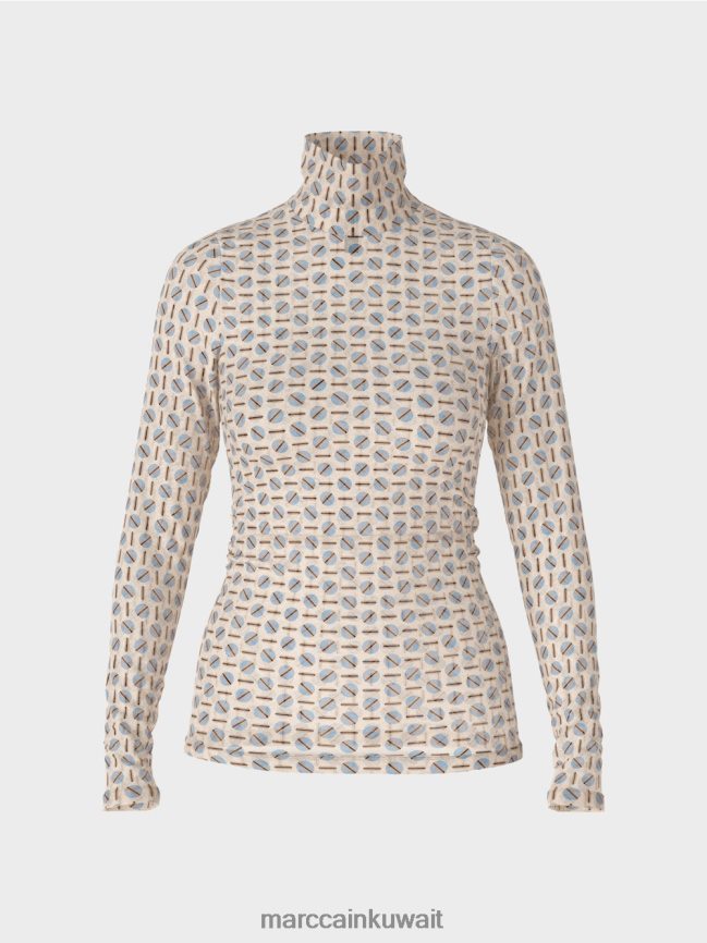 Marc Cain تي شيرت برقبة دائرية يعانق الشكل LVN0D61278 ملابس كريم غامق