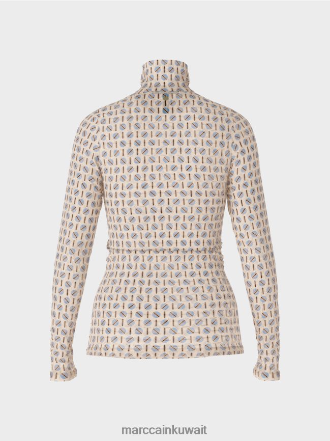 Marc Cain تي شيرت برقبة دائرية يعانق الشكل LVN0D61278 ملابس كريم غامق