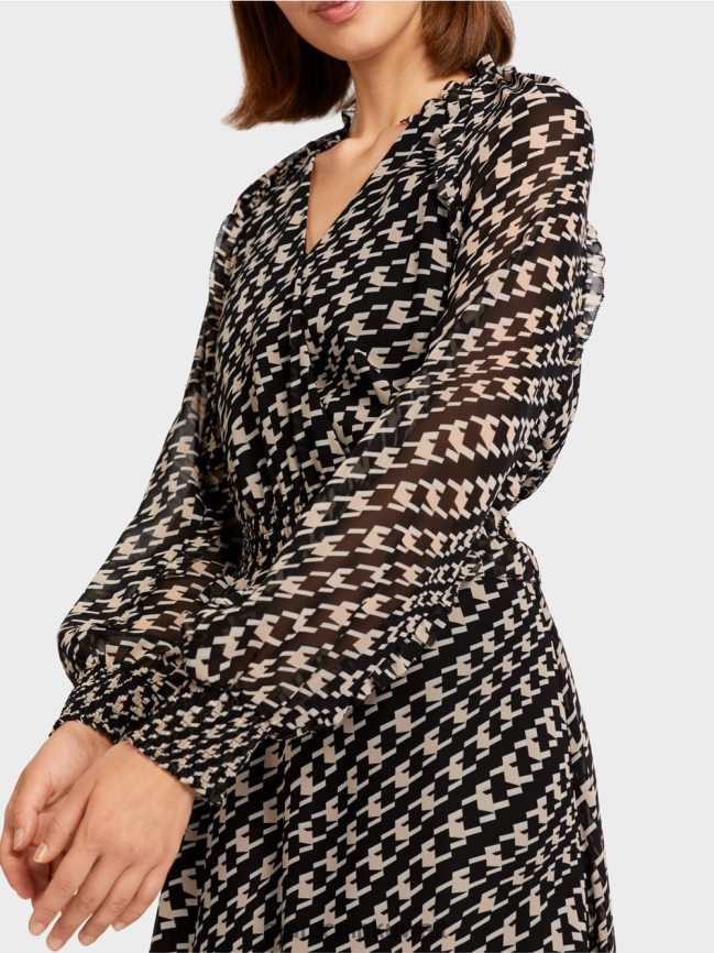 Marc Cain فستان طويل بتصميم هندسي LVN0D6127 ملابس أسود