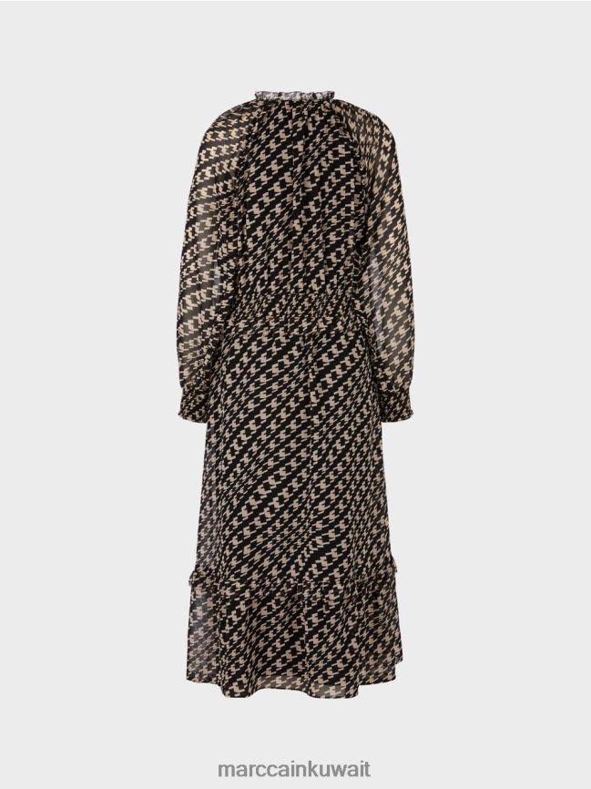 Marc Cain فستان طويل بتصميم هندسي LVN0D6127 ملابس أسود