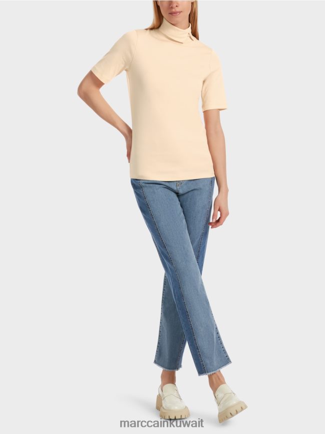 Marc Cain تي شيرت برقبة دائرية LVN0D61282 ملابس كريم غامق