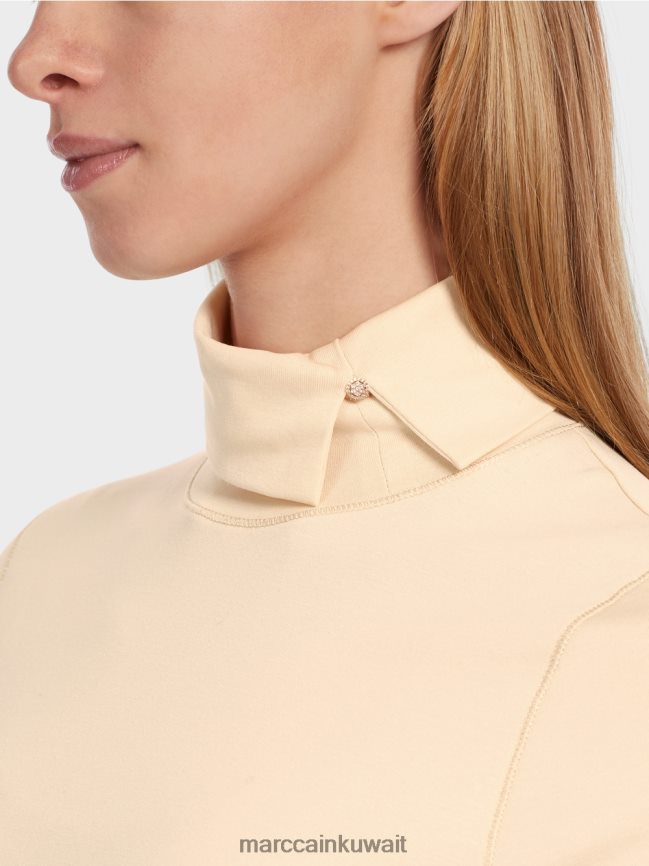 Marc Cain تي شيرت برقبة دائرية LVN0D61282 ملابس كريم غامق