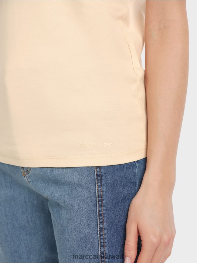 Marc Cain تي شيرت برقبة دائرية LVN0D61282 ملابس كريم غامق