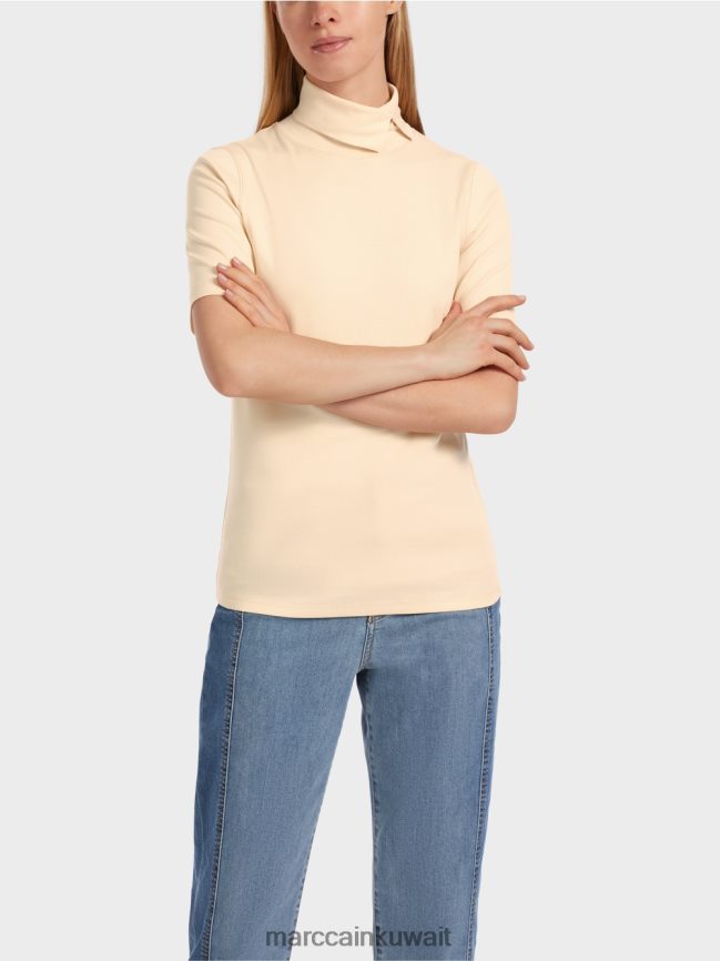 Marc Cain تي شيرت برقبة دائرية LVN0D61282 ملابس كريم غامق