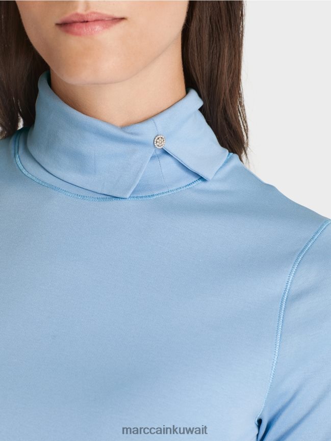 Marc Cain تي شيرت برقبة دائرية LVN0D61283 ملابس سماء الصيف المظلمة