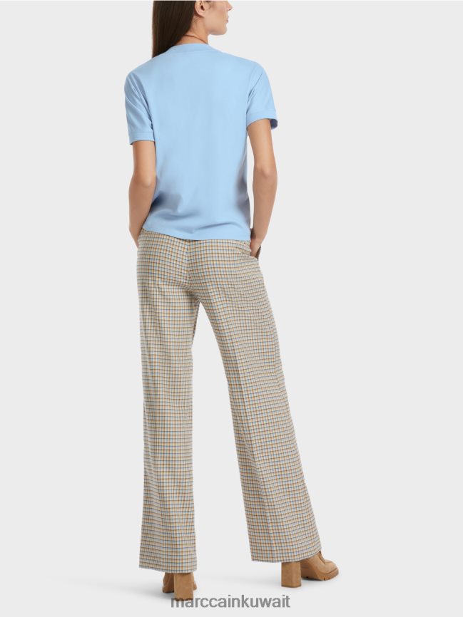 Marc Cain تي شيرت مع طوق مطرز LVN0D61284 ملابس سماء الصيف المظلمة