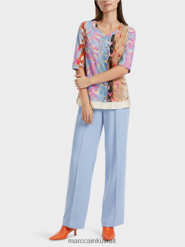 Marc Cain تي شيرت مطبوع ملون LVN0D61286 ملابس سماء الصيف المظلمة