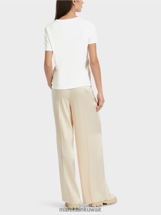 Marc Cain تي شيرت مع زين النمر LVN0D61287 ملابس أبيض مصفر