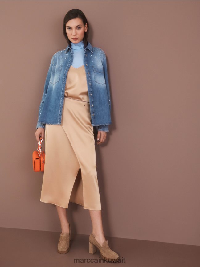 Marc Cain تي شيرت برقبة دائرية LVN0D61288 ملابس سماء الصيف المظلمة