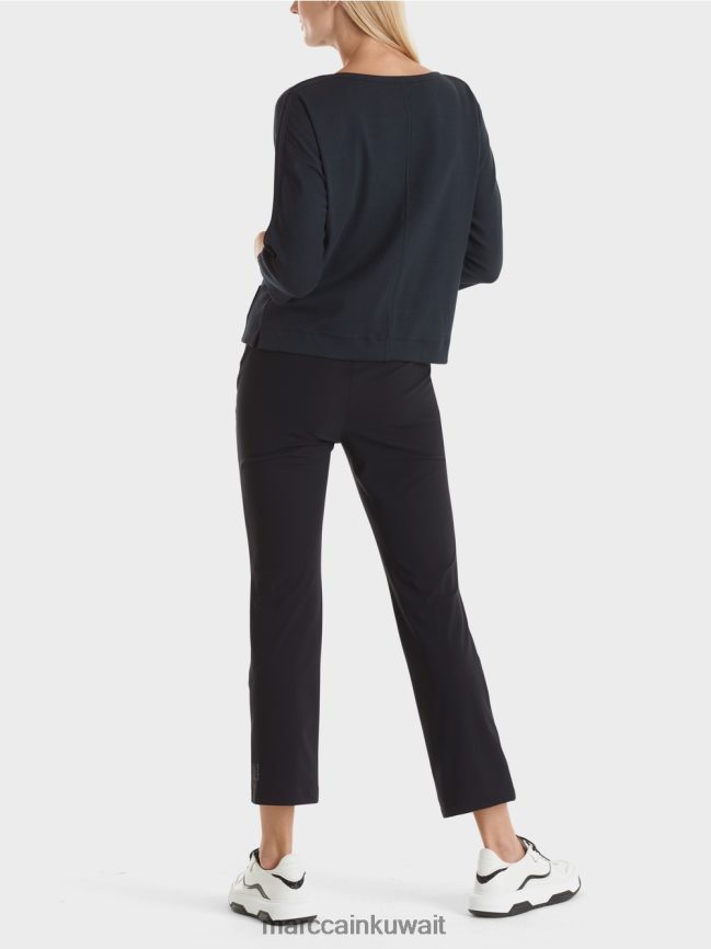 Marc Cain أعلى مع خط العنق القارب LVN0D61292 ملابس منتصف الليل الأزرق