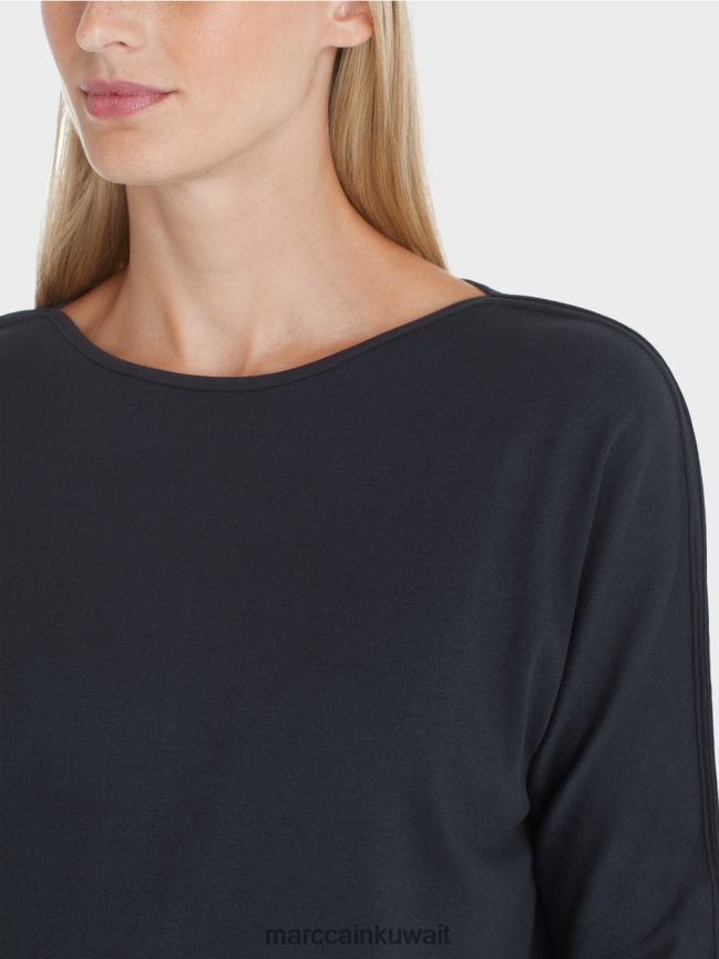Marc Cain أعلى مع خط العنق القارب LVN0D61292 ملابس منتصف الليل الأزرق