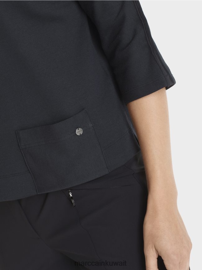 Marc Cain أعلى مع خط العنق القارب LVN0D61292 ملابس منتصف الليل الأزرق