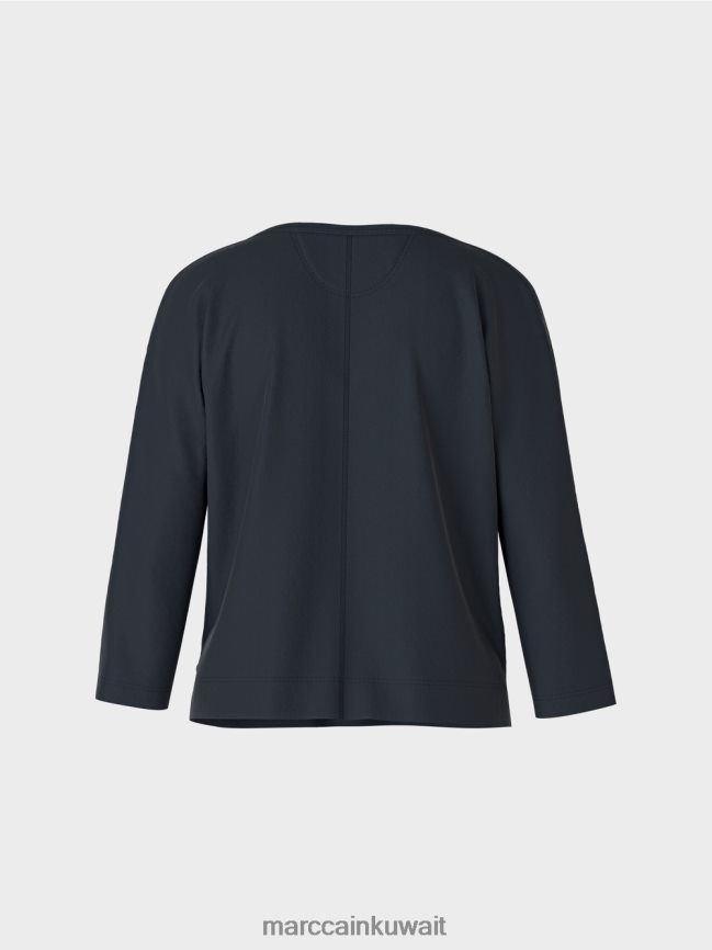 Marc Cain أعلى مع خط العنق القارب LVN0D61292 ملابس منتصف الليل الأزرق