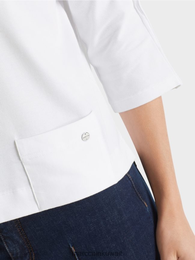 Marc Cain أعلى مع خط العنق القارب LVN0D61293 ملابس أبيض