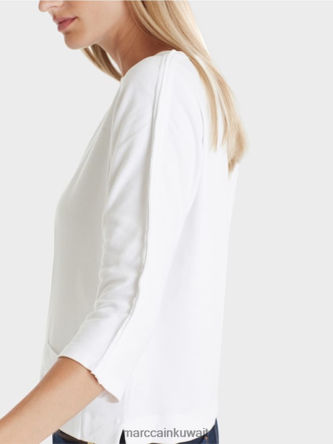 Marc Cain أعلى مع خط العنق القارب LVN0D61293 ملابس أبيض