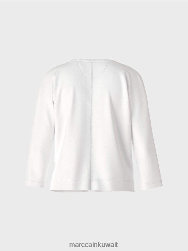 Marc Cain أعلى مع خط العنق القارب LVN0D61293 ملابس أبيض