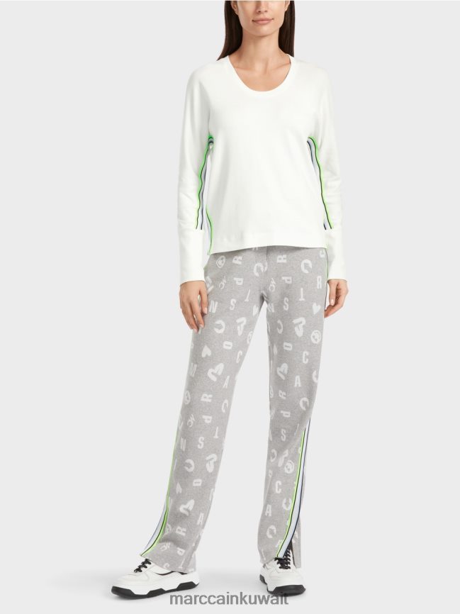 Marc Cain تي شيرت على شكل كيمونو LVN0D61298 ملابس أبيض مصفر