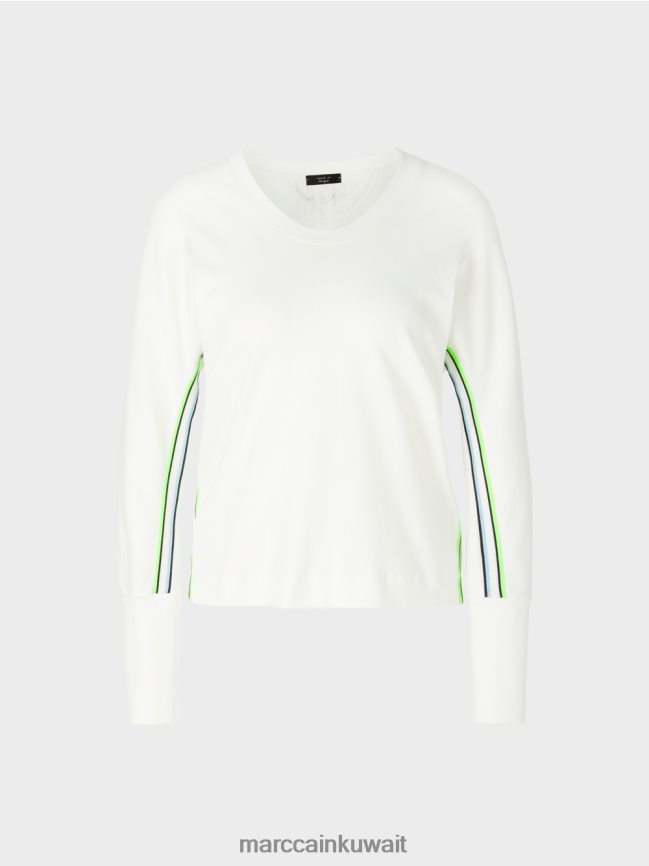 Marc Cain تي شيرت على شكل كيمونو LVN0D61298 ملابس أبيض مصفر