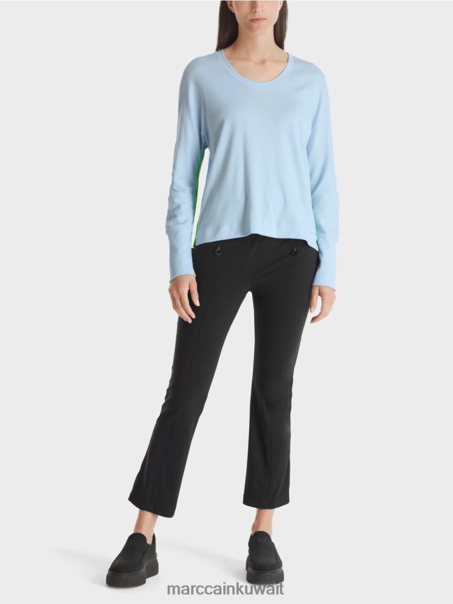 Marc Cain تي شيرت على شكل كيمونو LVN0D61299 ملابس مسحوق ناعم أزرق