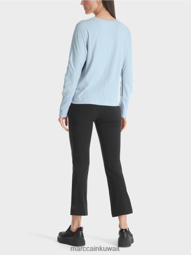 Marc Cain تي شيرت على شكل كيمونو LVN0D61299 ملابس مسحوق ناعم أزرق