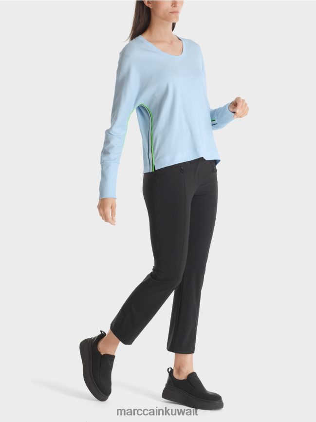 Marc Cain تي شيرت على شكل كيمونو LVN0D61299 ملابس مسحوق ناعم أزرق