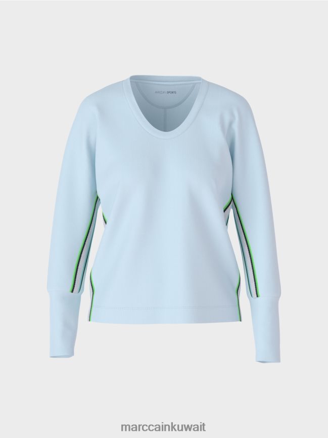 Marc Cain تي شيرت على شكل كيمونو LVN0D61299 ملابس مسحوق ناعم أزرق