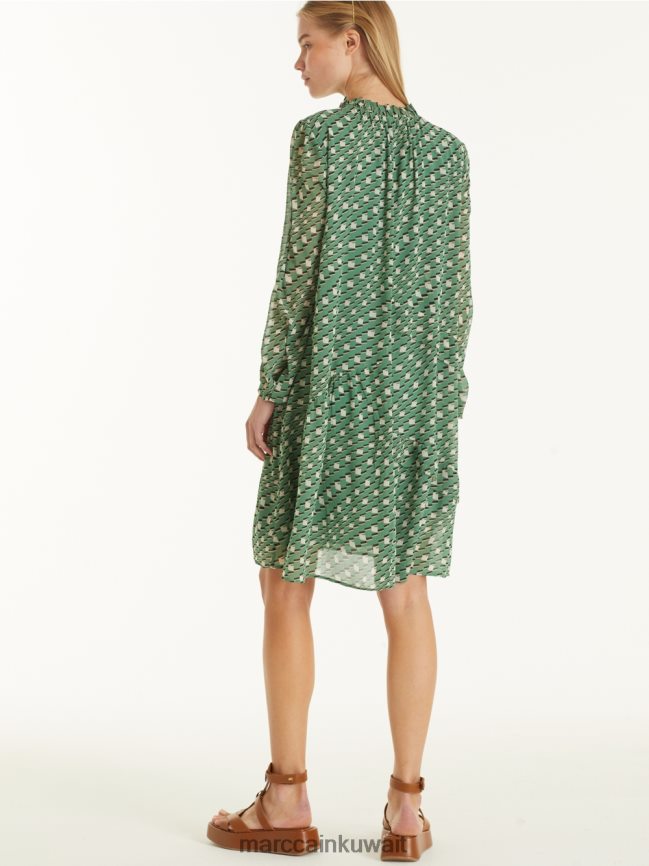 Marc Cain فستان بنمط رسومي LVN0D6129 ملابس طحلب أخضر