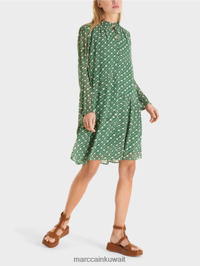 Marc Cain فستان بنمط رسومي LVN0D6129 ملابس طحلب أخضر