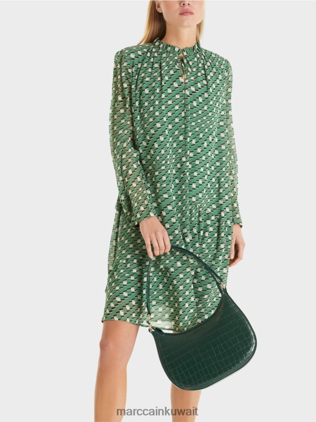 Marc Cain فستان بنمط رسومي LVN0D6129 ملابس طحلب أخضر