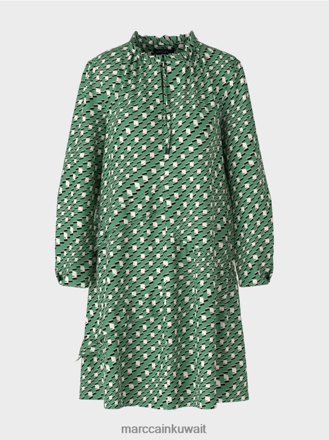Marc Cain فستان بنمط رسومي LVN0D6129 ملابس طحلب أخضر
