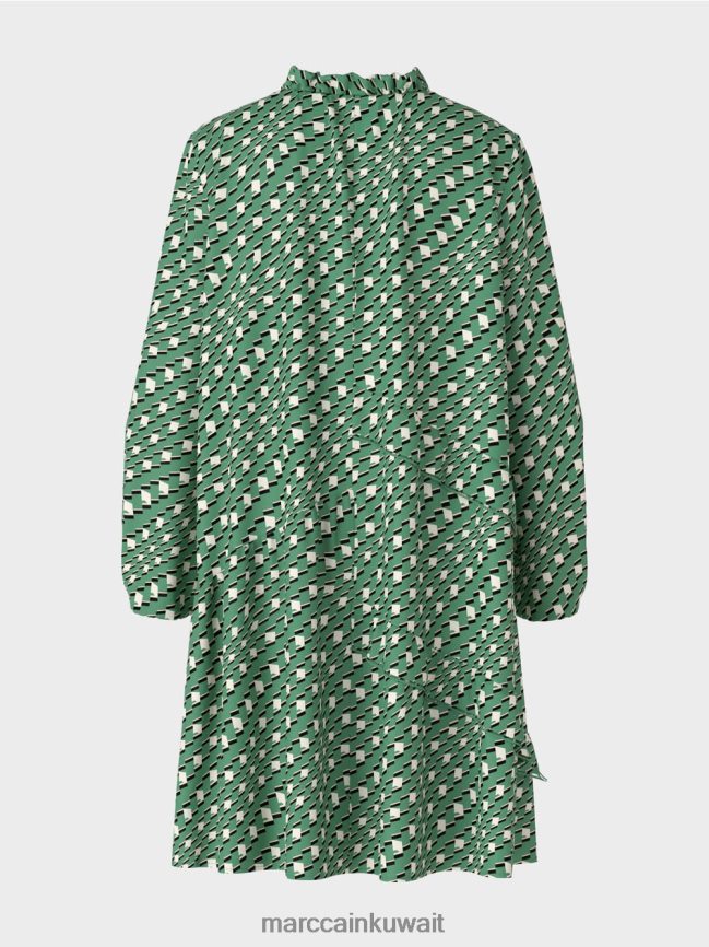 Marc Cain فستان بنمط رسومي LVN0D6129 ملابس طحلب أخضر