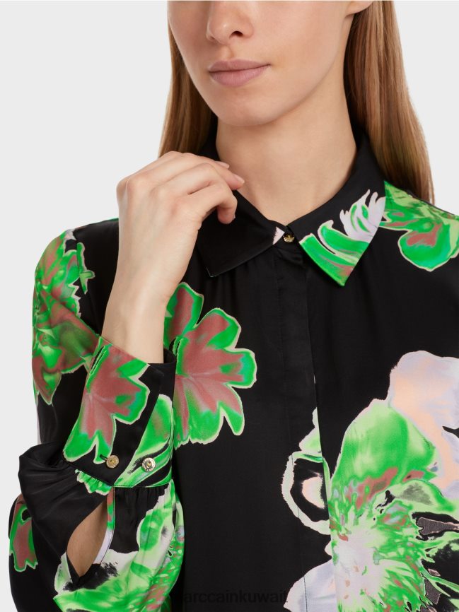 Marc Cain فستان أنثوي مع ذوي الياقات البيضاء LVN0D612 ملابس أسود