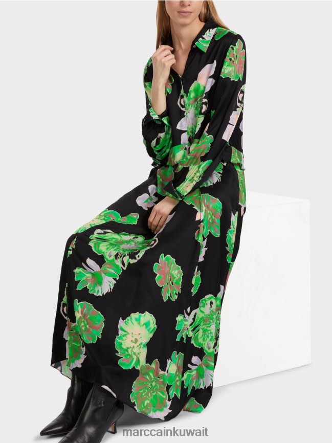 Marc Cain فستان أنثوي مع ذوي الياقات البيضاء LVN0D612 ملابس أسود