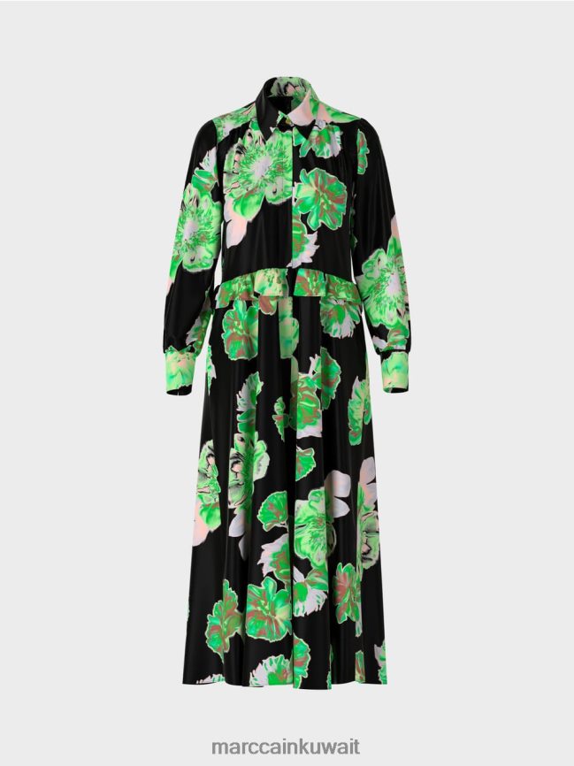 Marc Cain فستان أنثوي مع ذوي الياقات البيضاء LVN0D612 ملابس أسود