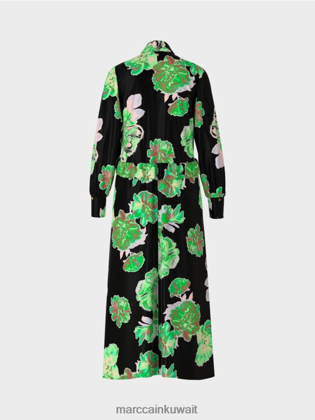 Marc Cain فستان أنثوي مع ذوي الياقات البيضاء LVN0D612 ملابس أسود