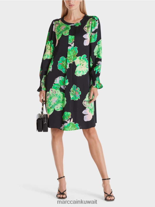 Marc Cain فستان بطبعة زهور LVN0D613 ملابس أسود