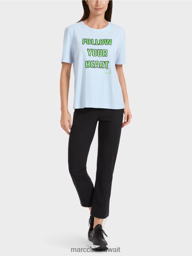 Marc Cain تي شيرت بزخارف الترتر LVN0D61301 ملابس مسحوق ناعم أزرق